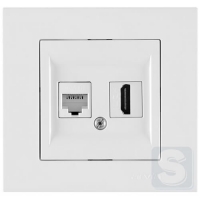 Розетка комп'ютерна RJ45 Cat6 + Розетка HDMI Arvia Electric KAREN Білий (20 01 1000 255)